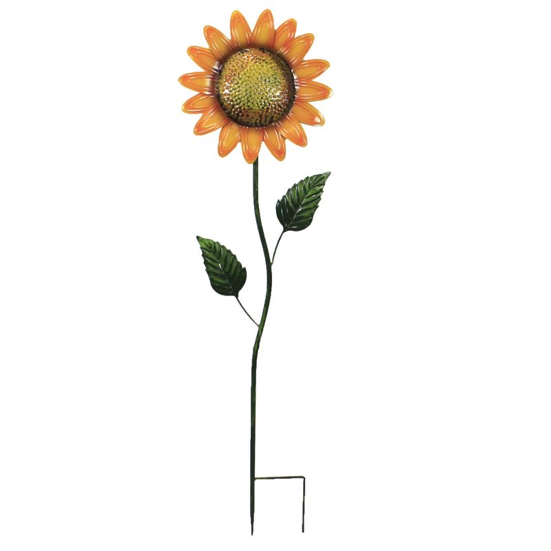 Home & Garden 42.0" Sunflower Stake W/ 2 Leaves Yard Decor Flower Poke Decorate Direct Designs International  -  Decorative Garden Stakes