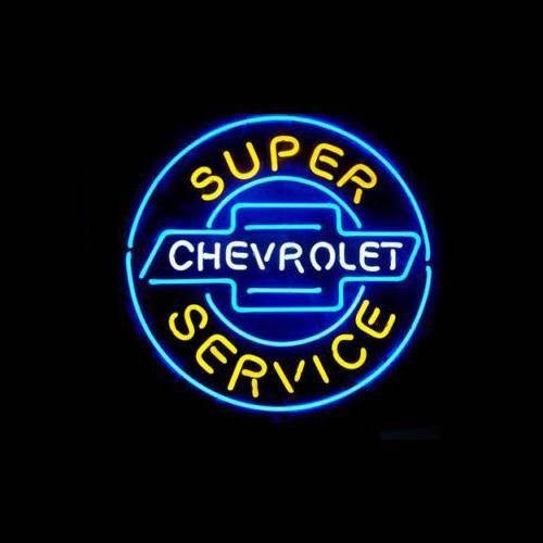 Fashion Neon SignCHEVROLET SUPER SERVICEr Handcrafted Real Glass Lamp Neon Light Neon Sign Beerbar Sign Neon Beer Sign24x24