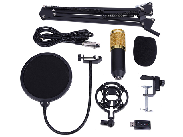 gold--BM800 Professional Suspension Microphone Kit Studio Live Stream Broadcasting Recording Condenser Microphone Set