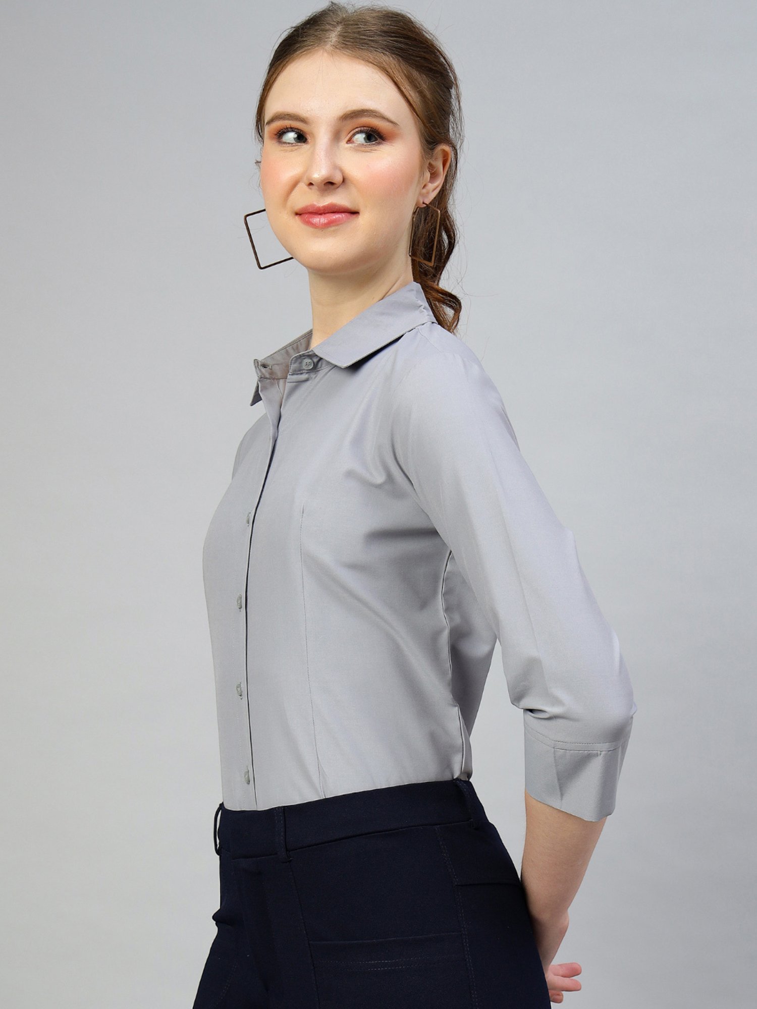 FITHUB Grey Regular Fit Shirt