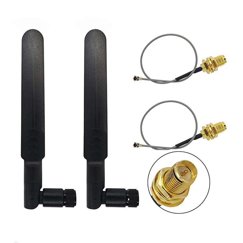Antenna 8dBi Omni RP SMA Male RPSMA Antenna 24Ghz 58Ghz Dual Band + 20cm UFL to RPSMA Female Extension Cable for Mini PCIe Card Notebook PS4 Drone 2 Pcs