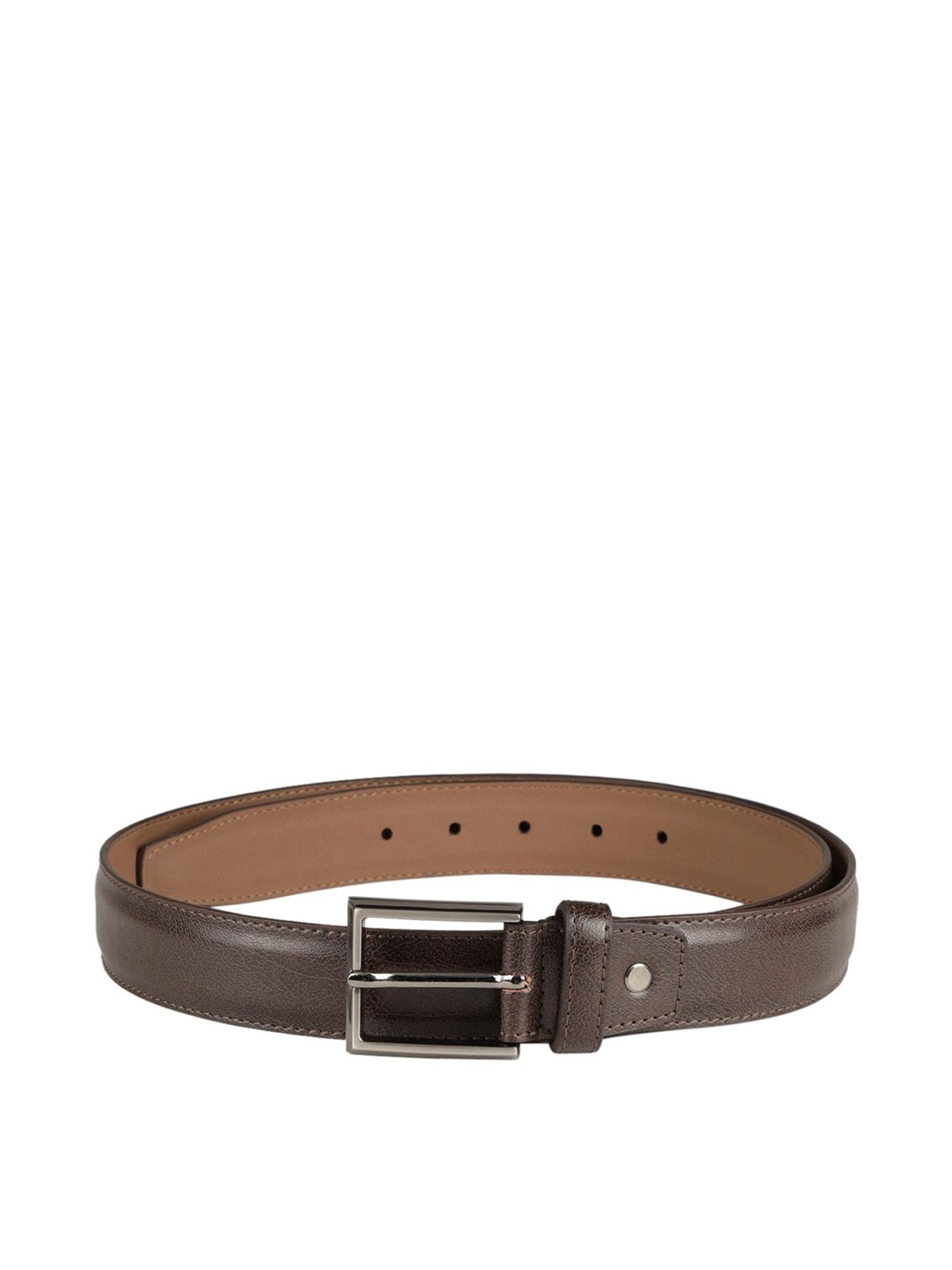 BELWABA Black Textured Formal Leather Belt for Men