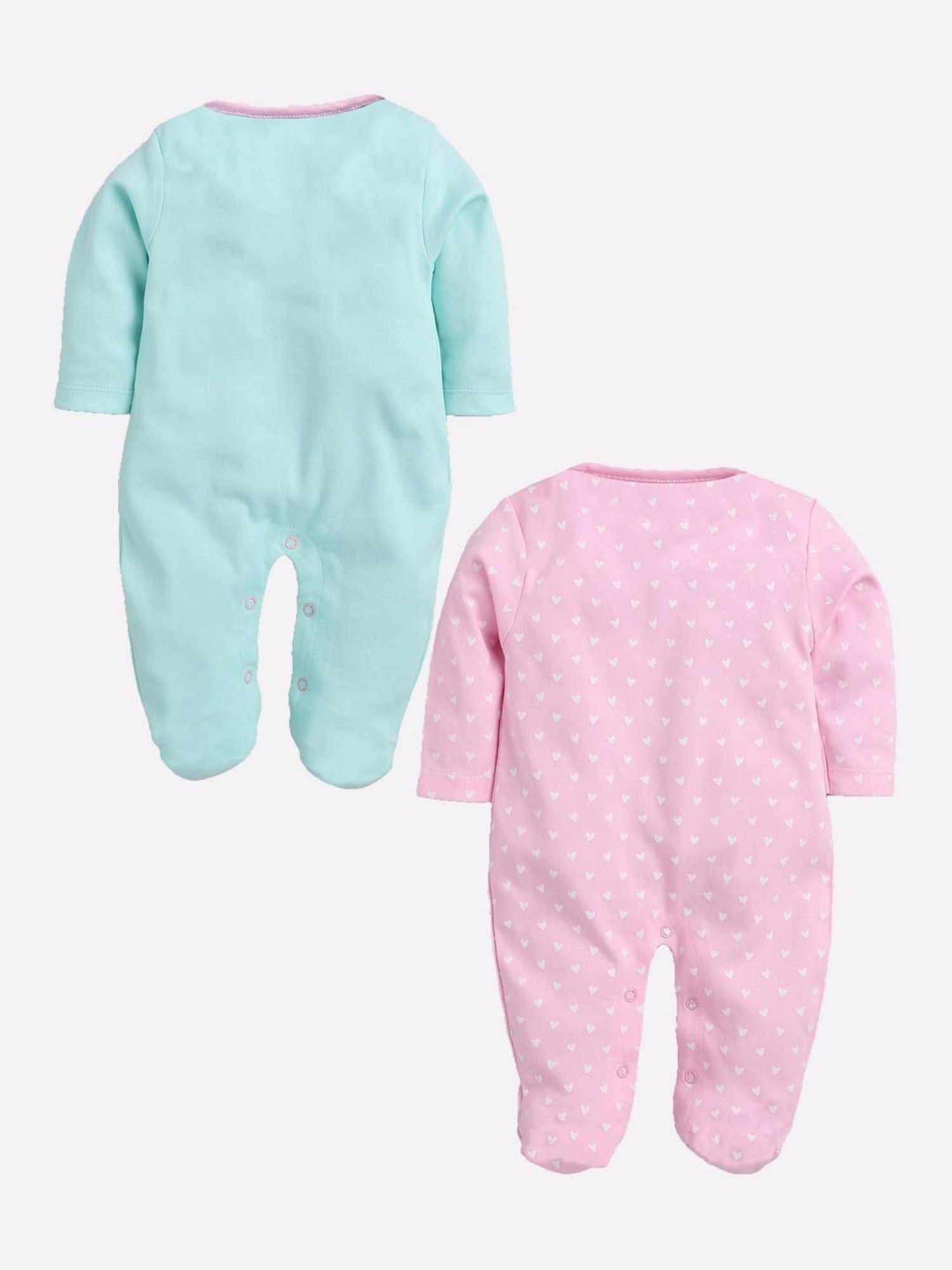 Baby Go Kids Pink & Blue Printed Rompers (Pack Of 2)