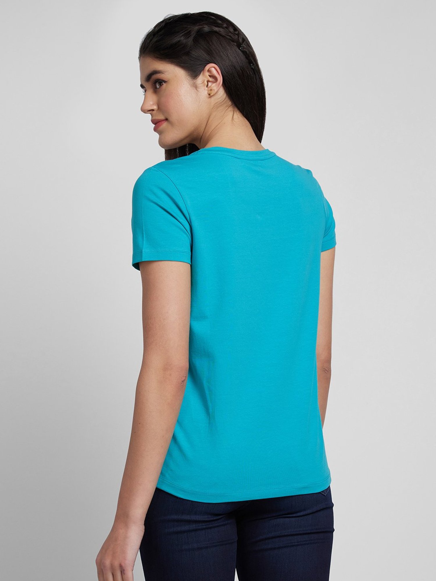 Spykar Blue Printed T-Shirt