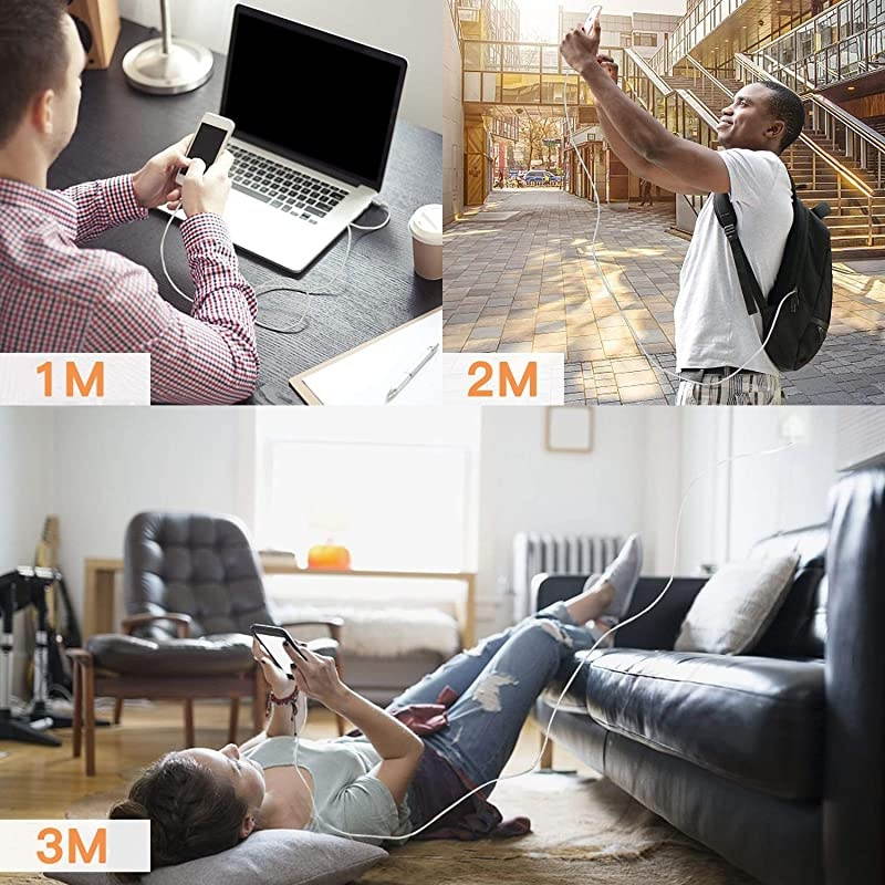 Charger Lightning Cable 3Pack 3ft 6ft 10ft MFi Certified USB Cable Nylon Braided Fast Charging Cord Compatible with 12 SE 11 Pro X Xs Max XR 8 7 6 Plus Mini iPad iPod Pro Gray