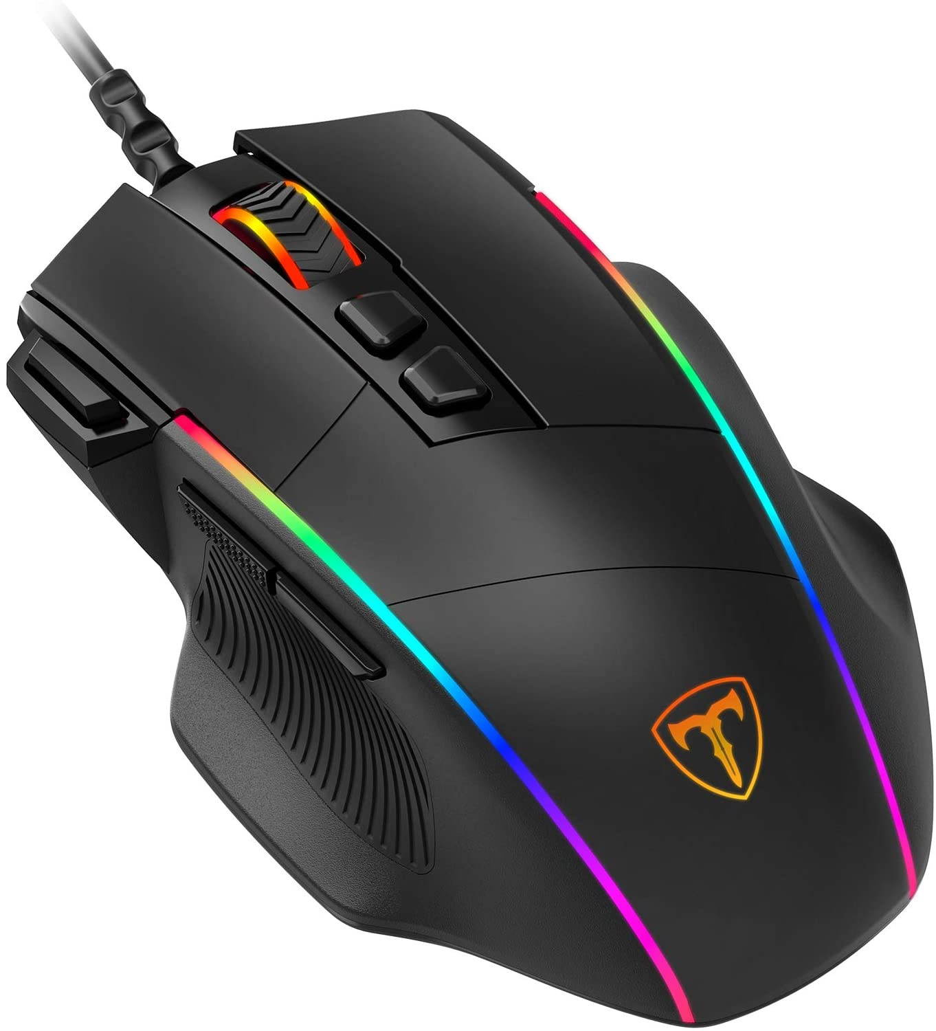 Ergonomic Wired Gaming Mouse, 8 Programmable Buttons , 5 Levels Adjustable DPI up to 8000, Wired Computer Gaming Mice with 7 RGB Backlight Modes for PC, Laptop, MacBook