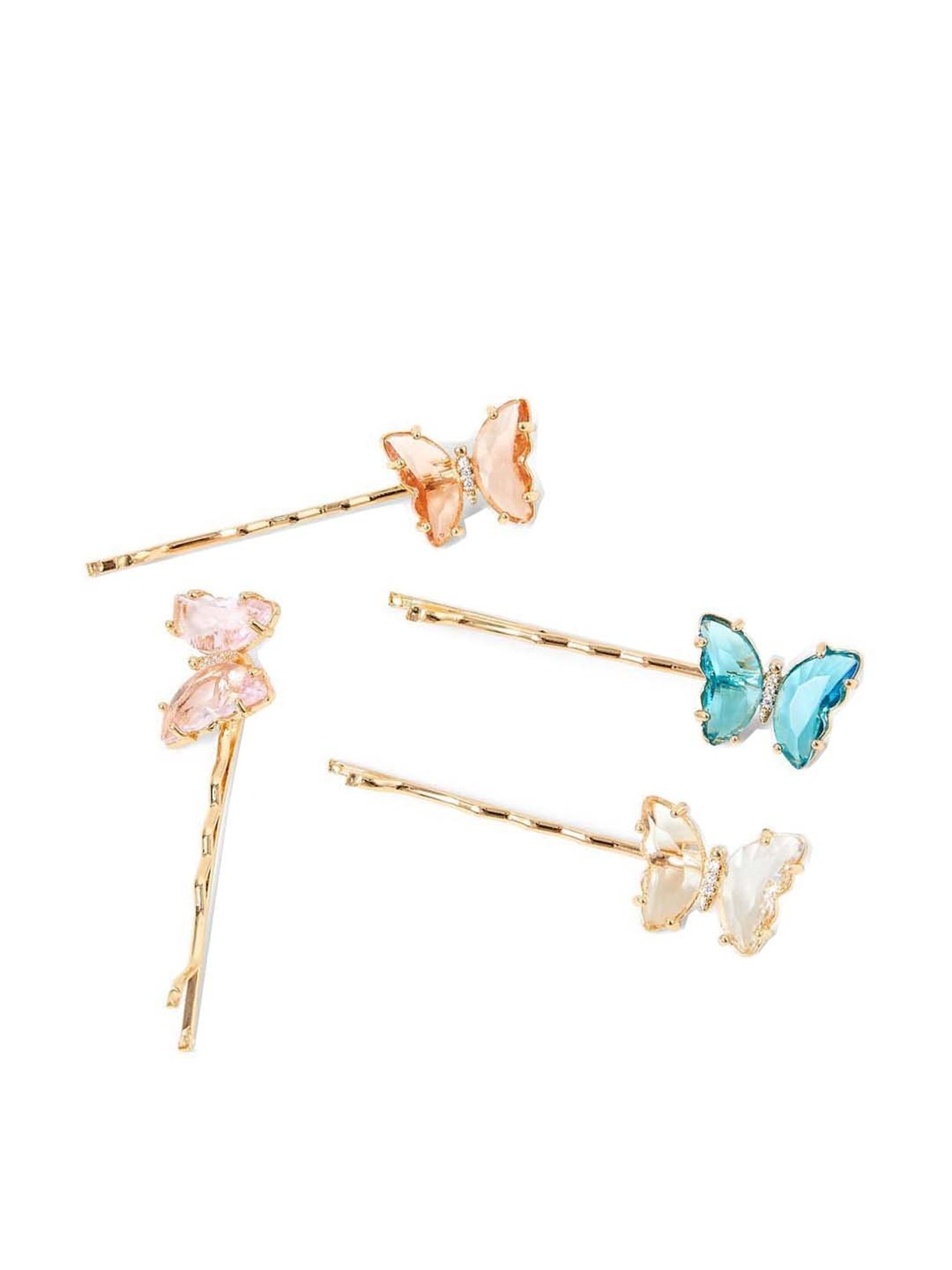 Accessorize London Golden Embellished Hair Clips - Pack of 4