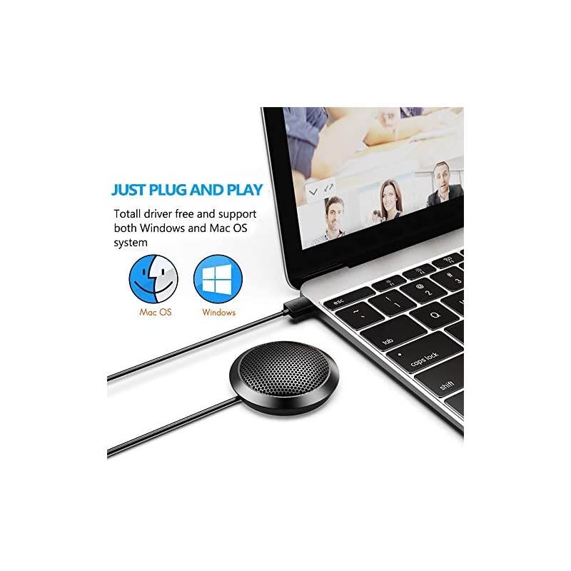 USB Computer Microphone, Portable Omnidirectional Condenser Boundary Laptop Conference Microphone for Recording, Video Meeting, Gaming, Skype, VoIP Calls with 360&deg;10ft Pickup Range
