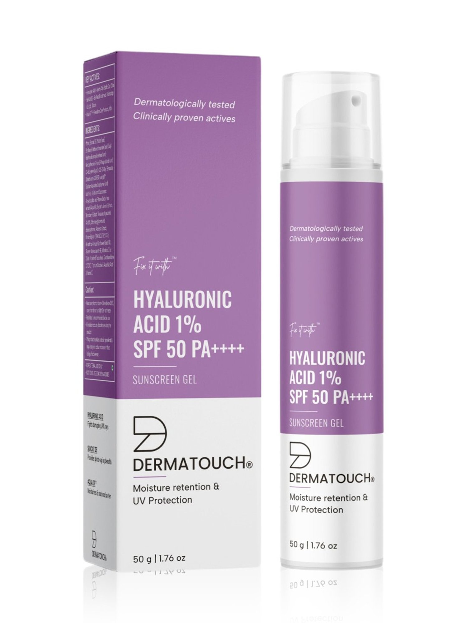 DERMATOUCH Hyaluronic Acid 1% Sunscreen Gel SPF 50 Pa++++ - 50 gm