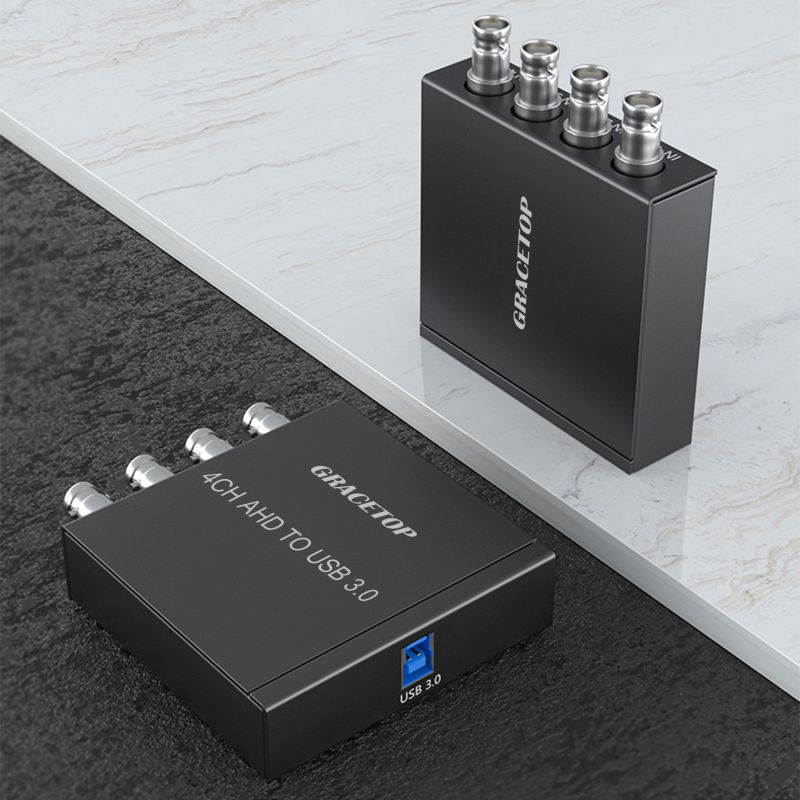 AHD Video Capture Card for 4CH, 720P 30FPS Recording USB Output AHD Input Video Recording,Easy Operation, No Driver Needed, Live Streaming