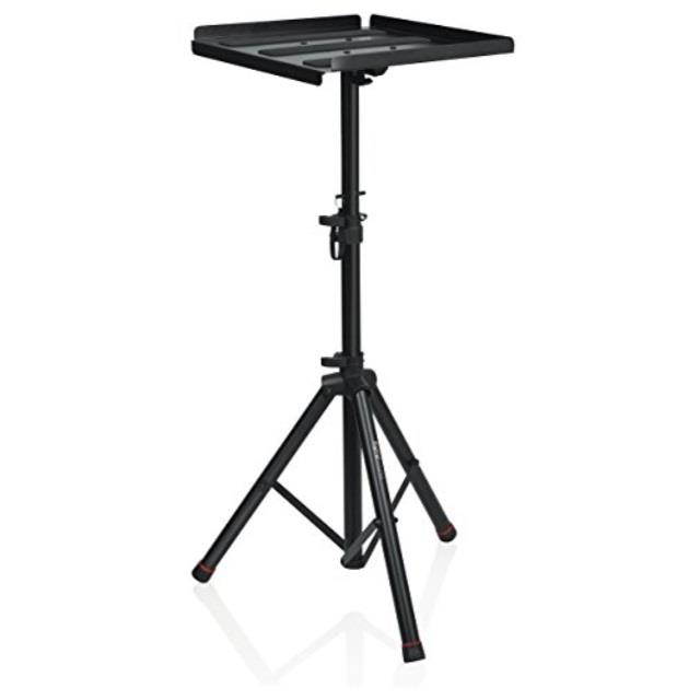 gator frameworks heavy duty deluxe adjustable multimedia gear stand featuring 100x100 vesa mounting brackets | ideal for laptops and more; min/max height  36"/48" gfwutlmediatray2