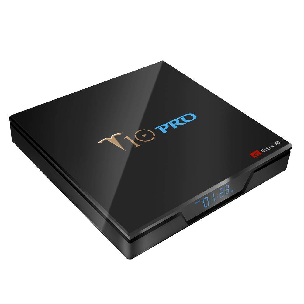 T10 PRO Smart Android 8.1 TV Box Cortex-A53 S905X2 Quad-core UHD 4K VP9 H.265 4GB+64GB Dual-band Wi-Fi Bluetooth4.1 HD Media Player LED Display Screen Video Player Support 64GB TF Card US Plug