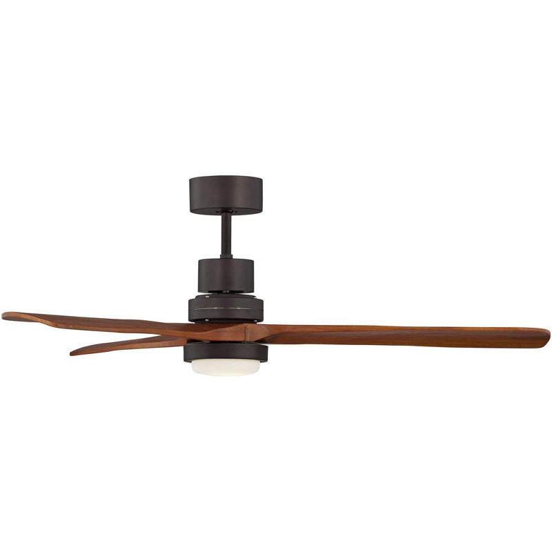 52" Casa Vieja Modern Outdoor Ceiling Fan with Light Solid Wood Delta-Wing Oil Rubbed Bronze Damp Rated for Kitchen Patio