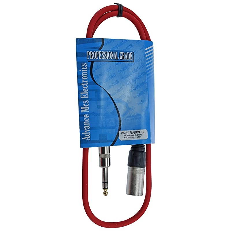 1/4" TRS to 3 Pin XLR Male Pro Audio Patch Cable Balanced and Shielded (3 Foot Feet ft Long, White)