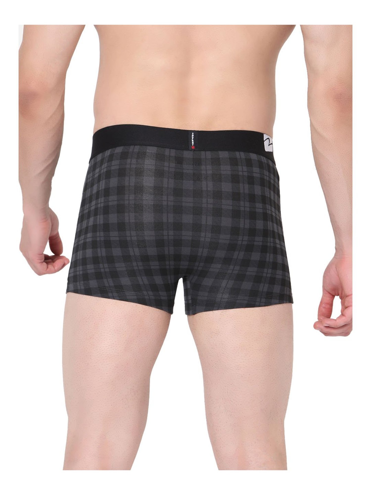 UnderJeans by Spykar Black Checks Trunks