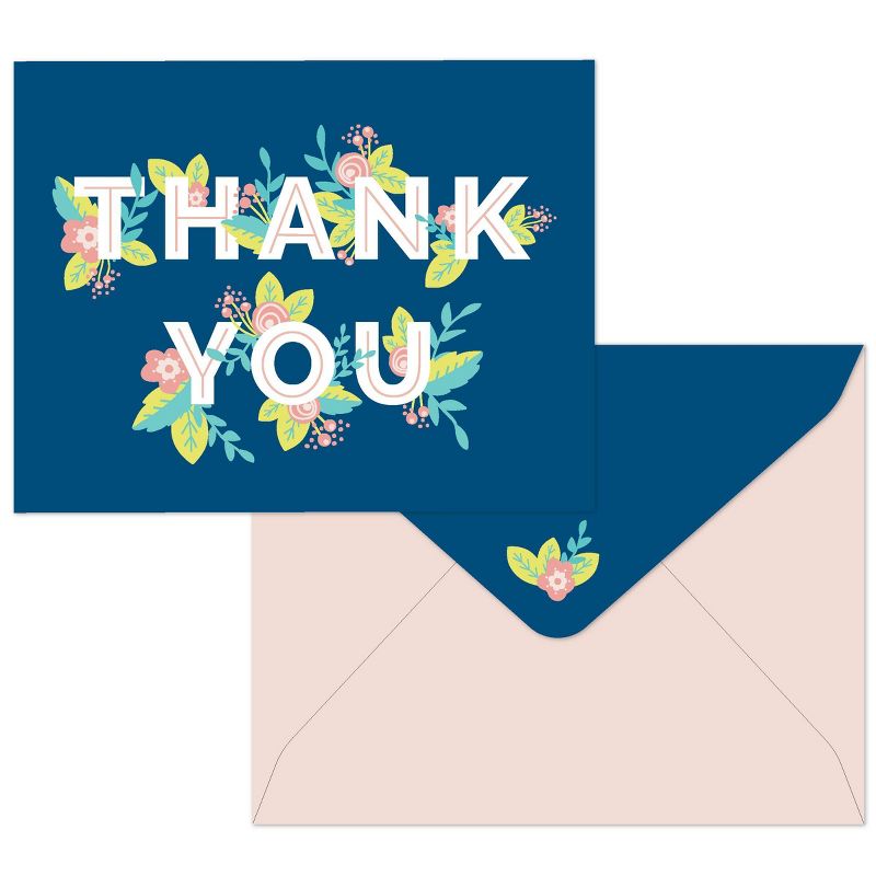 Green Inspired 10ct Hidden Flowers Thank You Cards