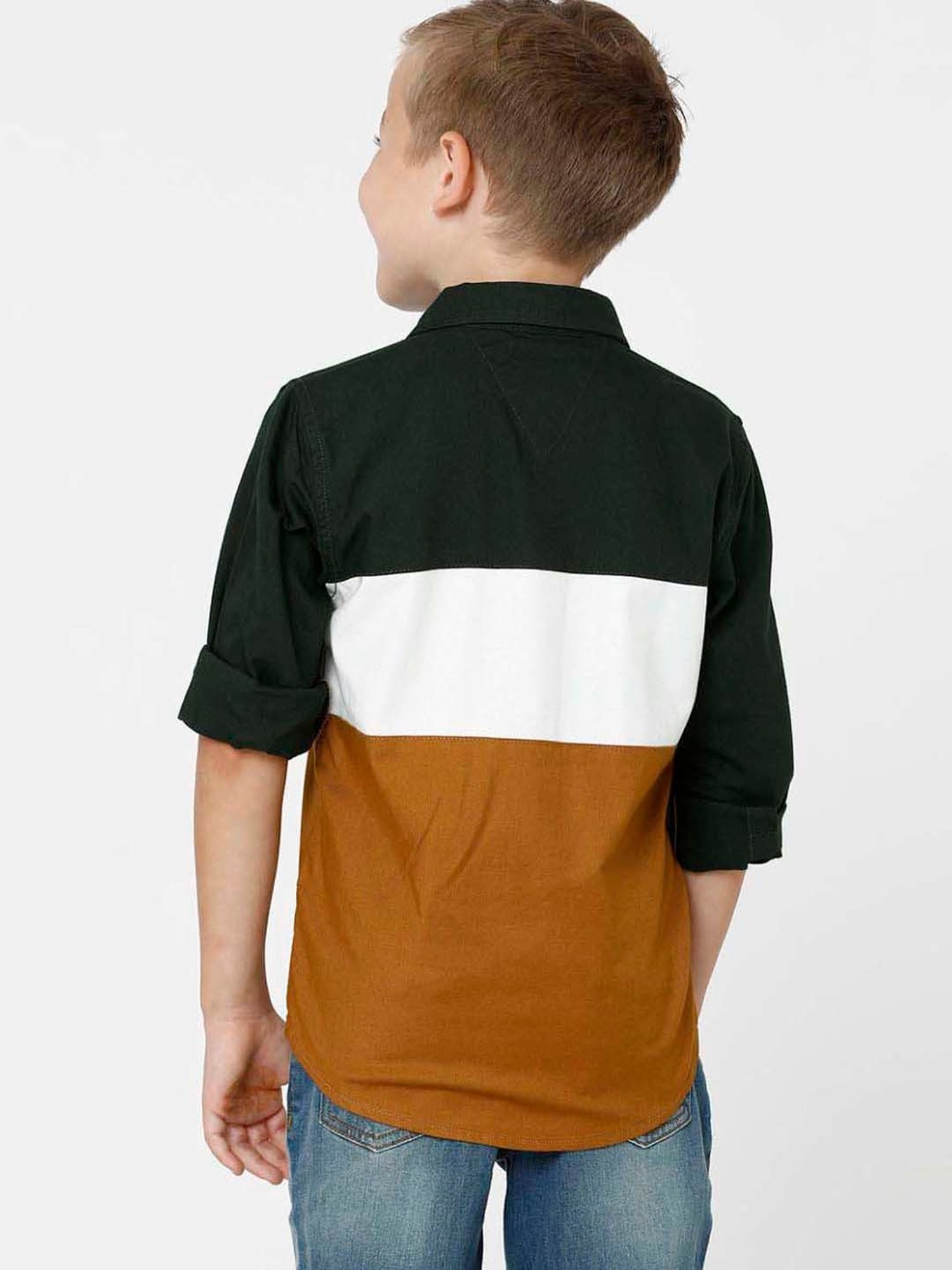 Kate & Oscar Kids Multicolor Cotton Color Block Full Sleeves Shirt