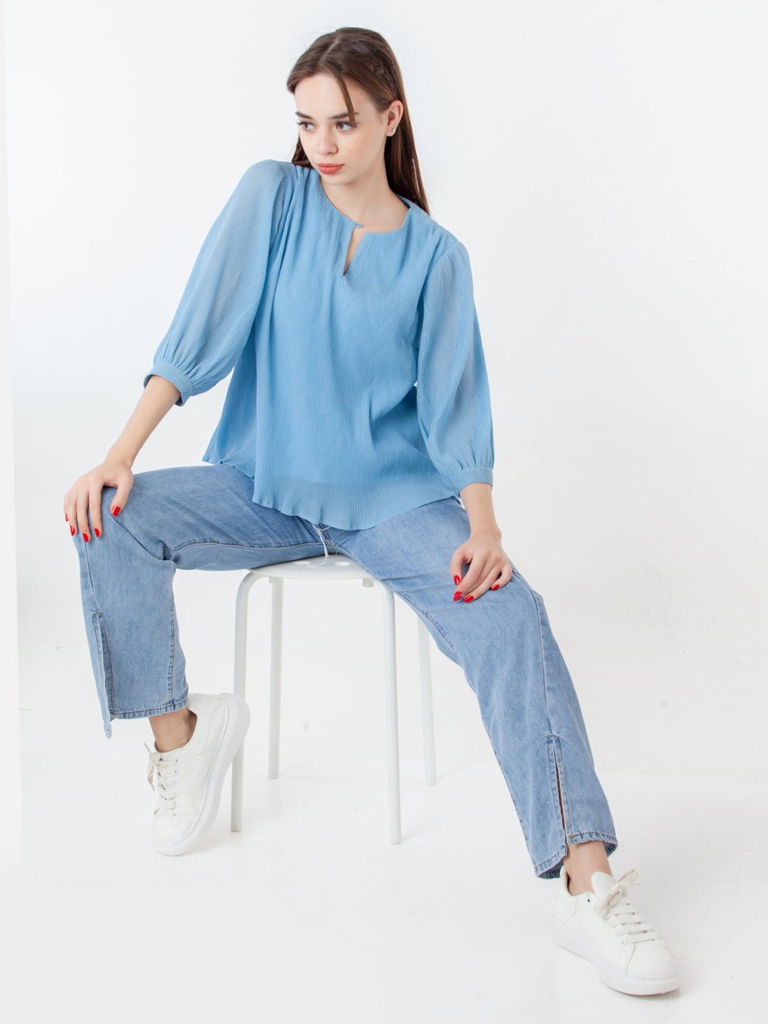 Zink London Blue Striped Top