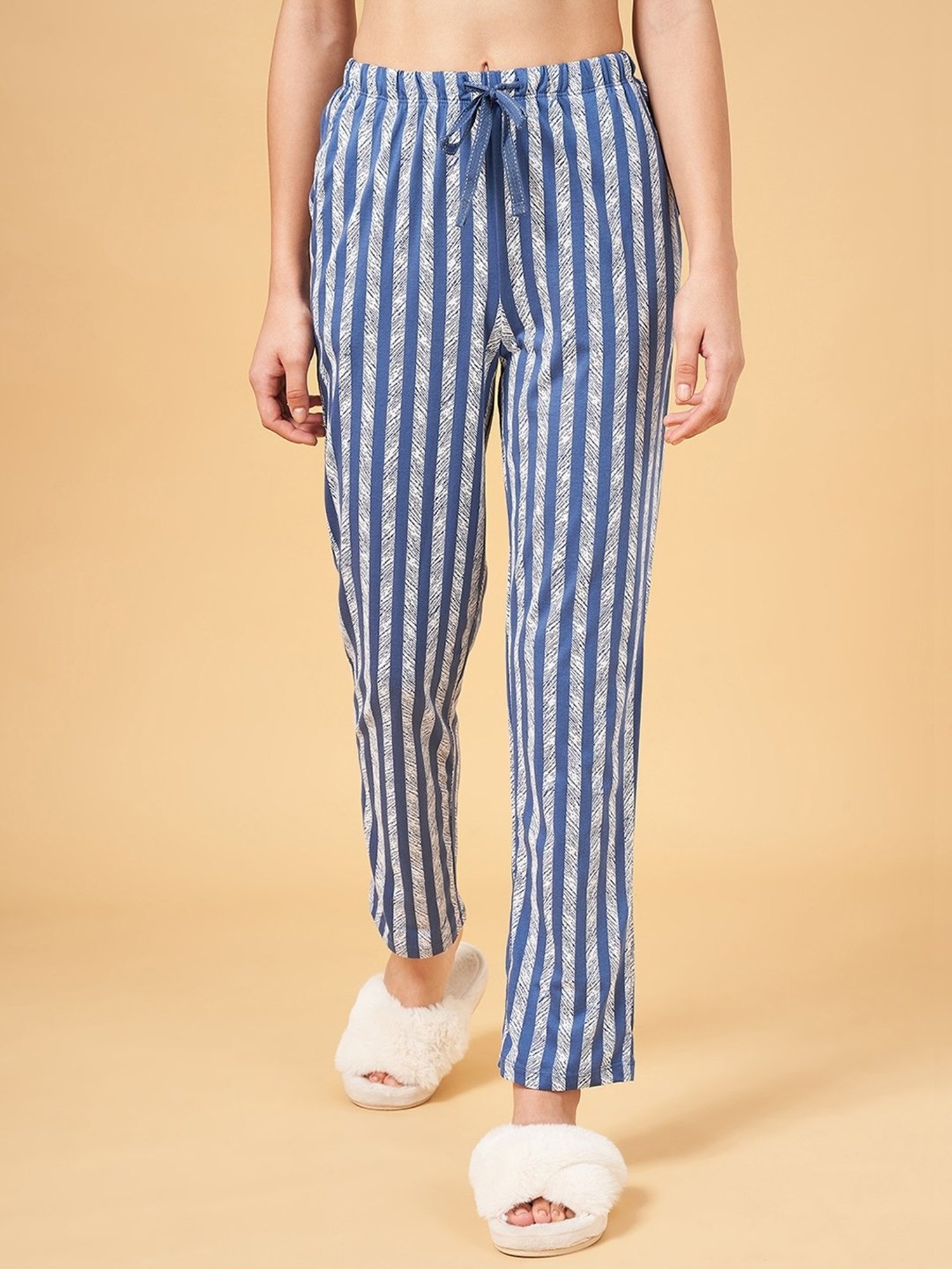 Dreamz by Pantaloons Blue Cotton Striped Pyjamas