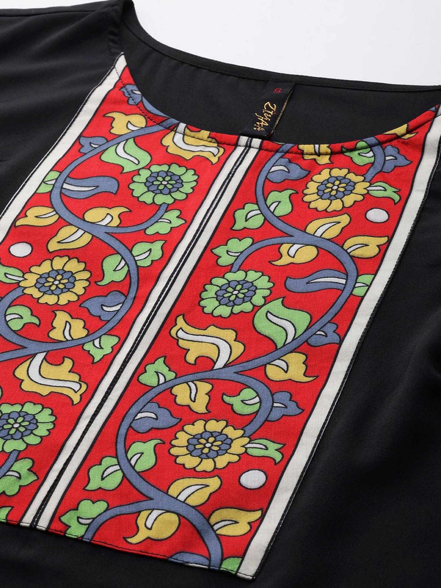 Ziyaa Black Printed Kurta With Pant & Dupatta