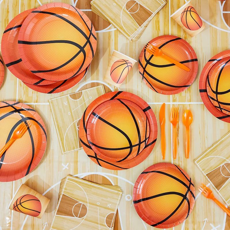 Blue Panda 80-Pack Basketball Party Supplies, Sports Theme Disposable Paper Dessert Plates for Kids Birthday 7"