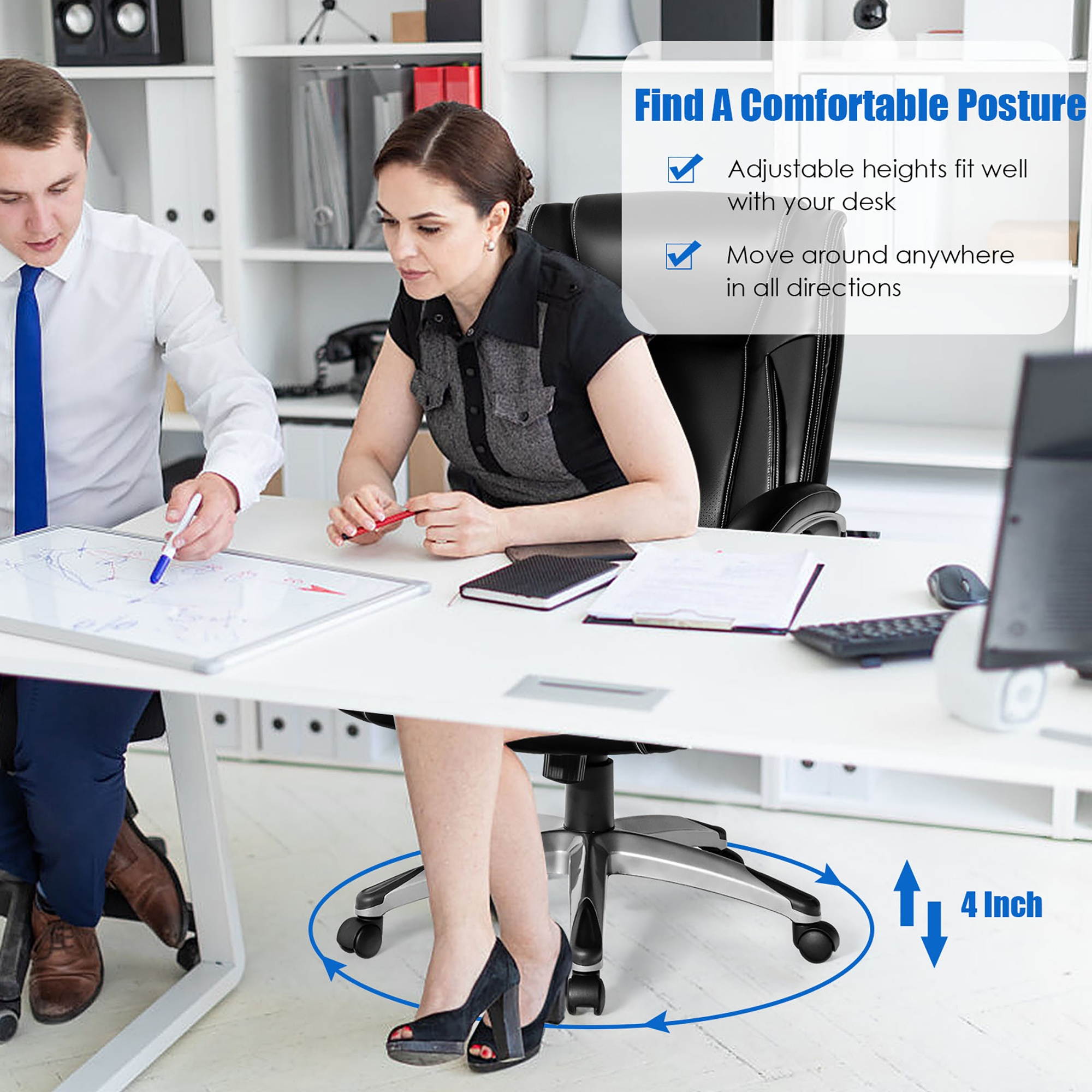 Costway Big & Tall  Office Chai Ergonomic Swivel Chair w/ Lumbar Support