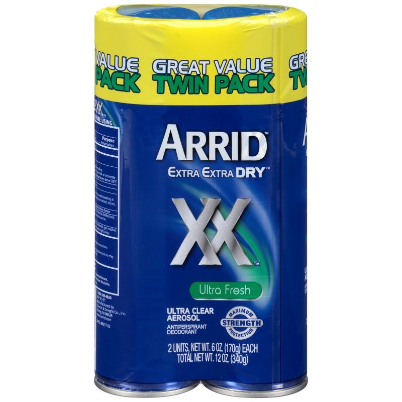Arrid XX Extra Extra Dry Ultra Clear Aerosol Antiperspirant & Deodorant Ultra Fresh Twin Pack - 6oz/2pk