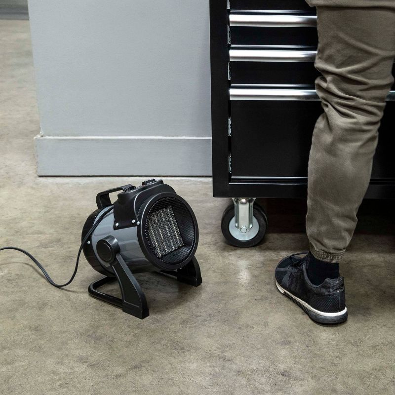 NewAir 1500W Electric Compact Portable Ceramic Fan Forced Garage Heater Gray