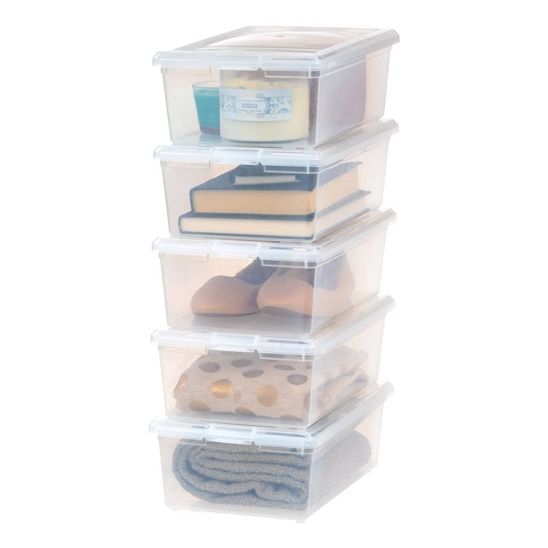 Homz 64 Quart Secured Seal Latch Extra Large Single Clear Stackable Storage Container Tote with Blue Lid for Home, Garage, or Basement (2 Pack)