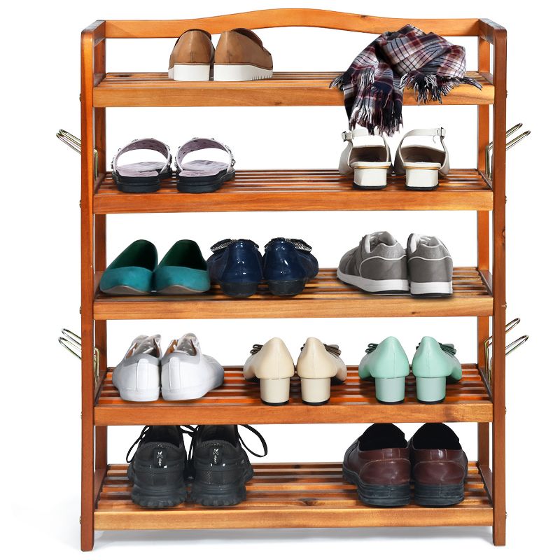 Costway 5-Tier Wood Shoe Rack Freestanding Shoe Storage Organizer Heavy-duty