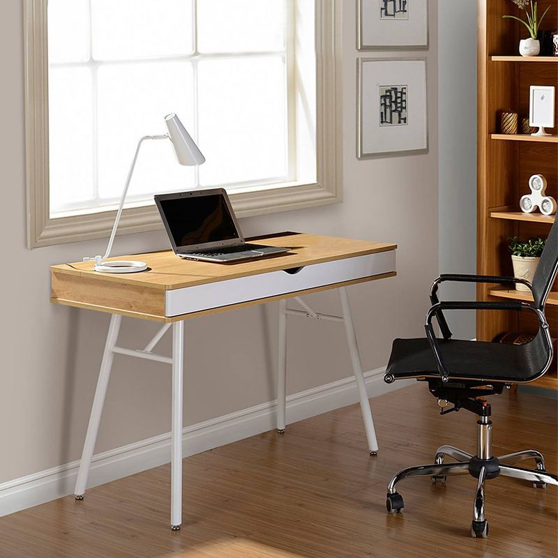 Modern Multi Storage Computer Desk with Storage Beige/White - Techni Mobili