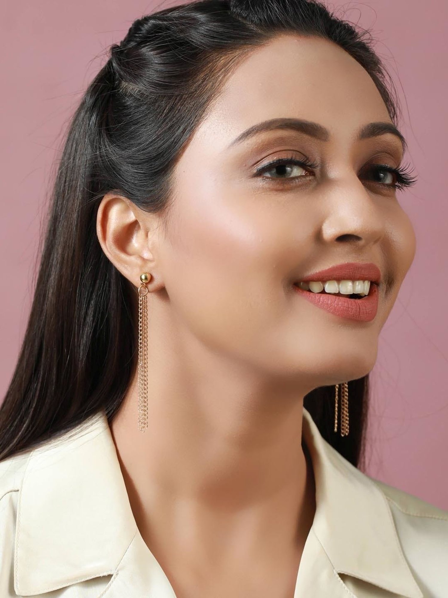 Priyaasi Rose Gold Stud & Dangler Earrings - Set of 6