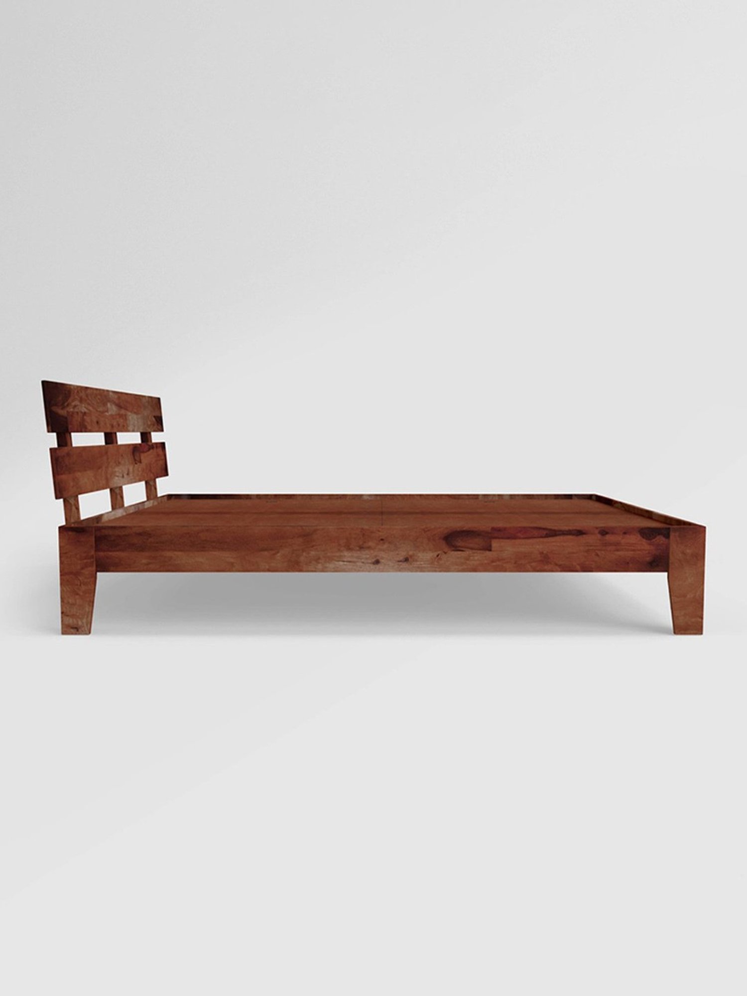 Godrej Interio Lean Brown Solid Wood Queen Bed
