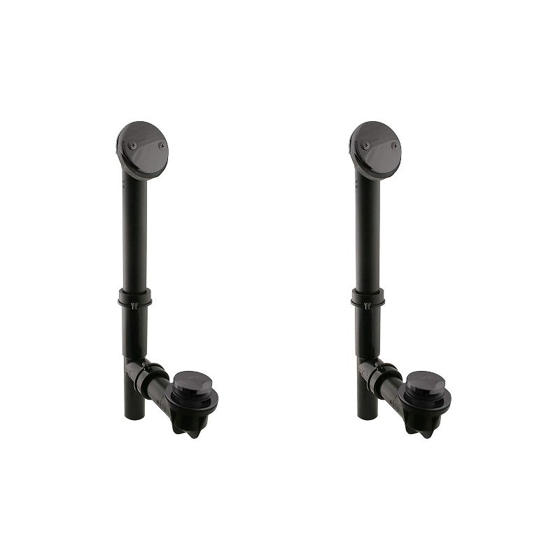 Westbrass 2 x 593144-62 Tubular Polymer Metal 1.5 Inch Diameter Waste Overflow and Tiptoe Shower Bath Drain, Matte Black (2 Pack)