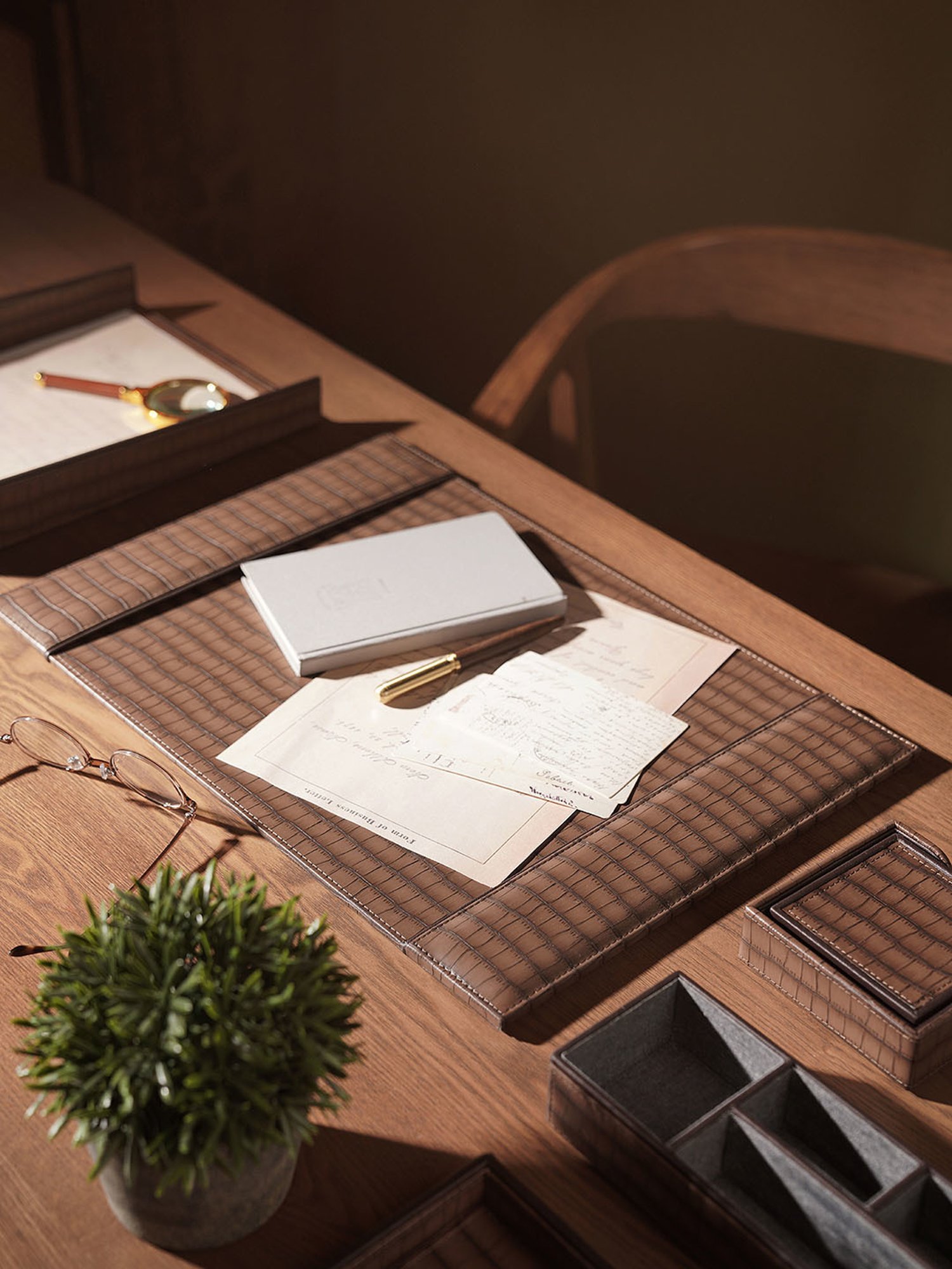 Pure Home and Living Brown Faux Leather Desk Blotter