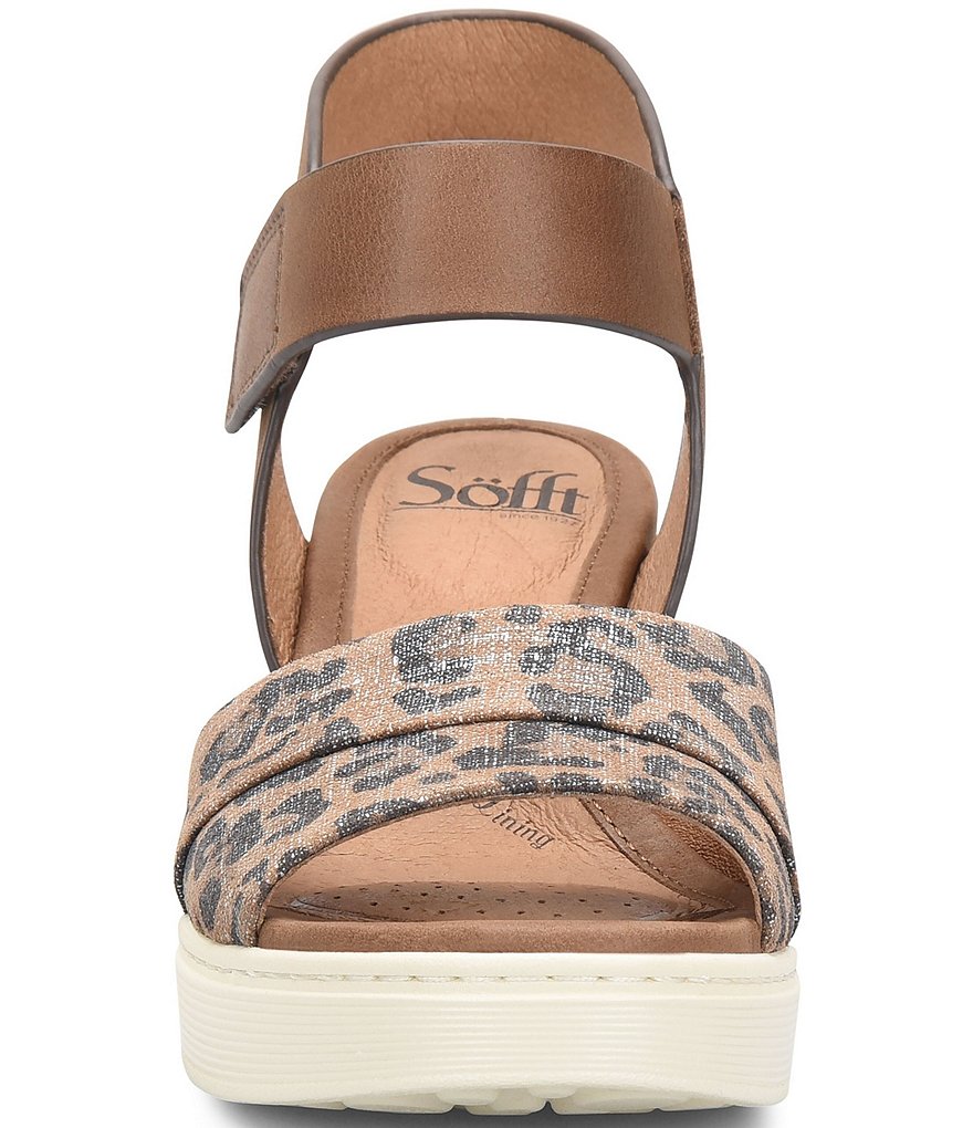 Sofft Samyra Leather Leopard Printed Athletic Inspired Wedges