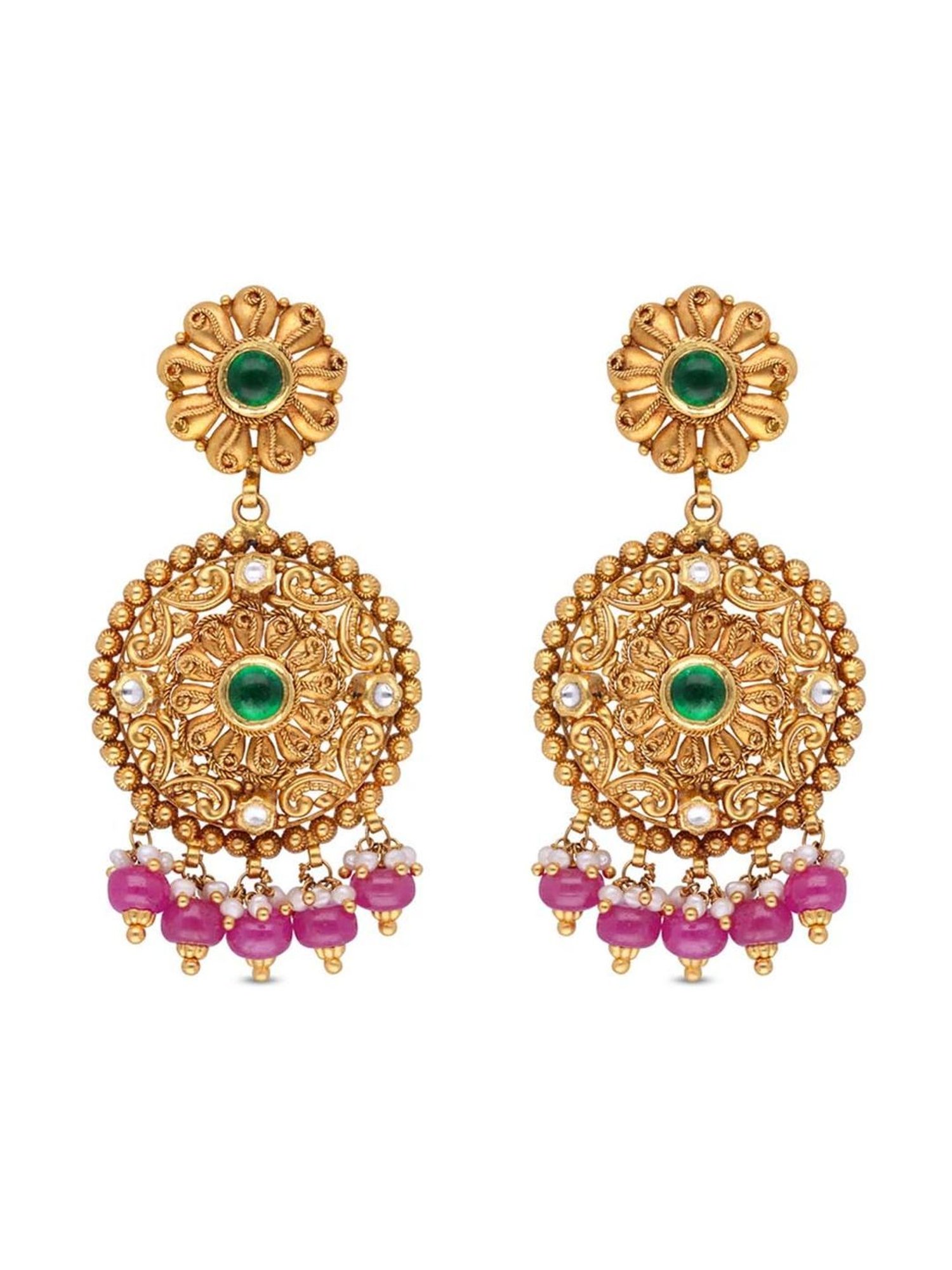 CKC Timeless Elegance: Heritage Gold Drops Set with Kundan and Stones