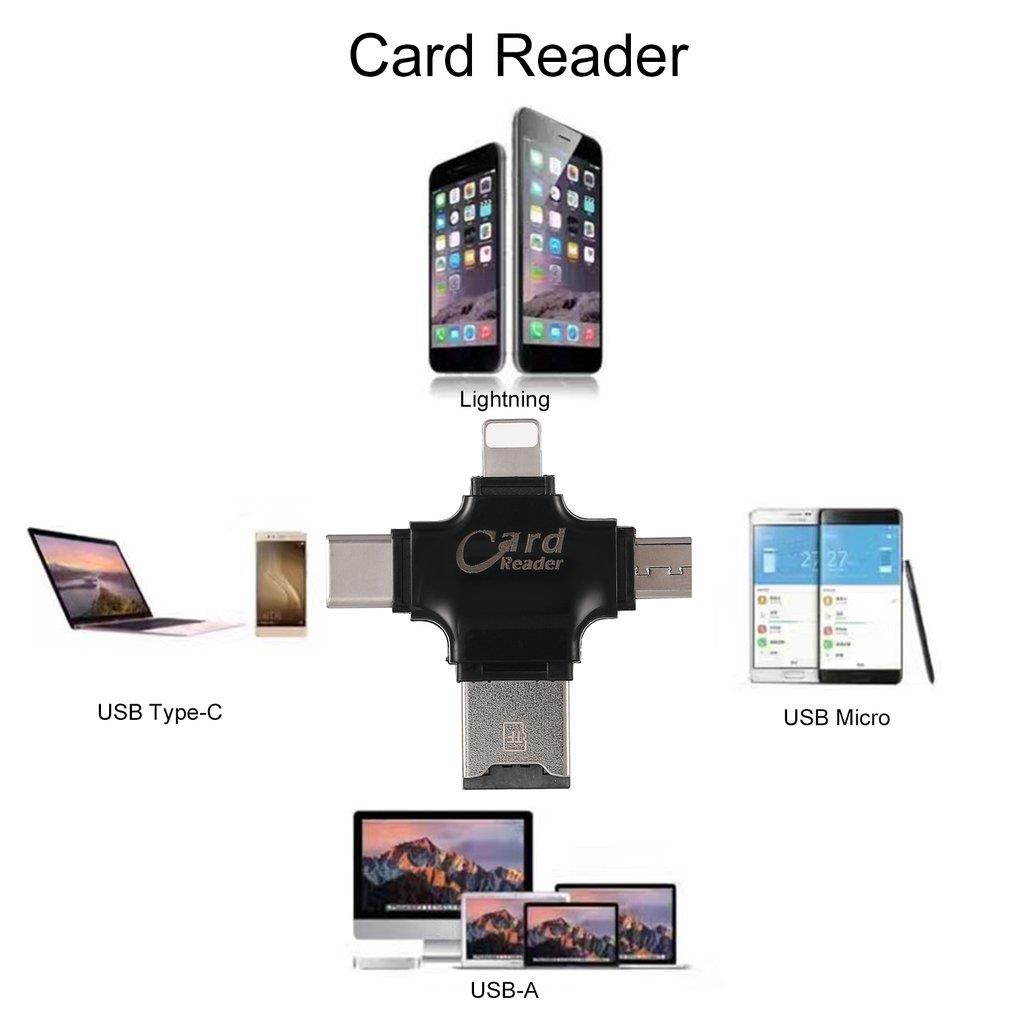 4-in-1 Type-c OTG Card Reader Multiuse Mobile Flash Driver for iOS for Android