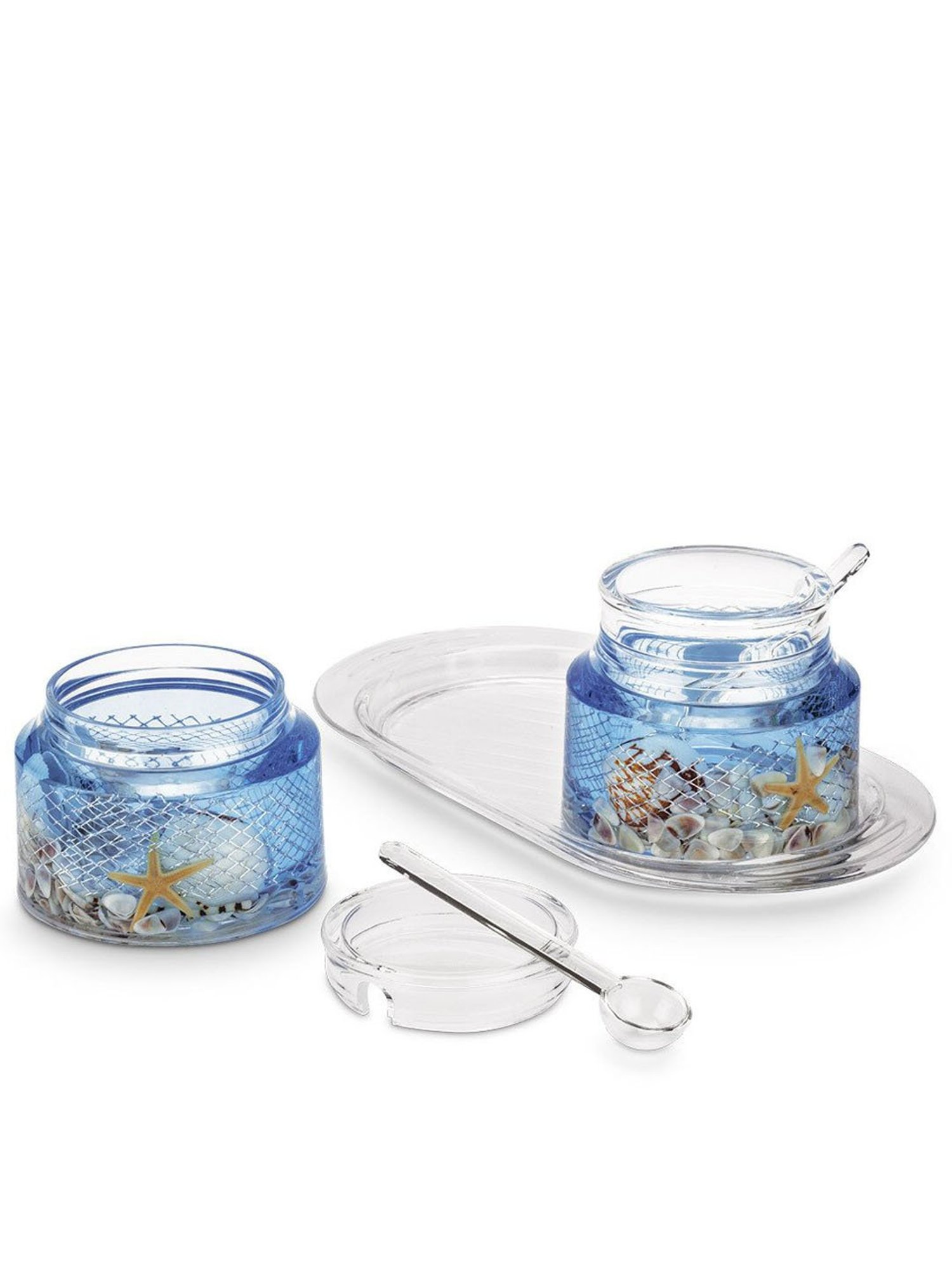 Freelance Blue Acrylic Set of 2 Jars and Container