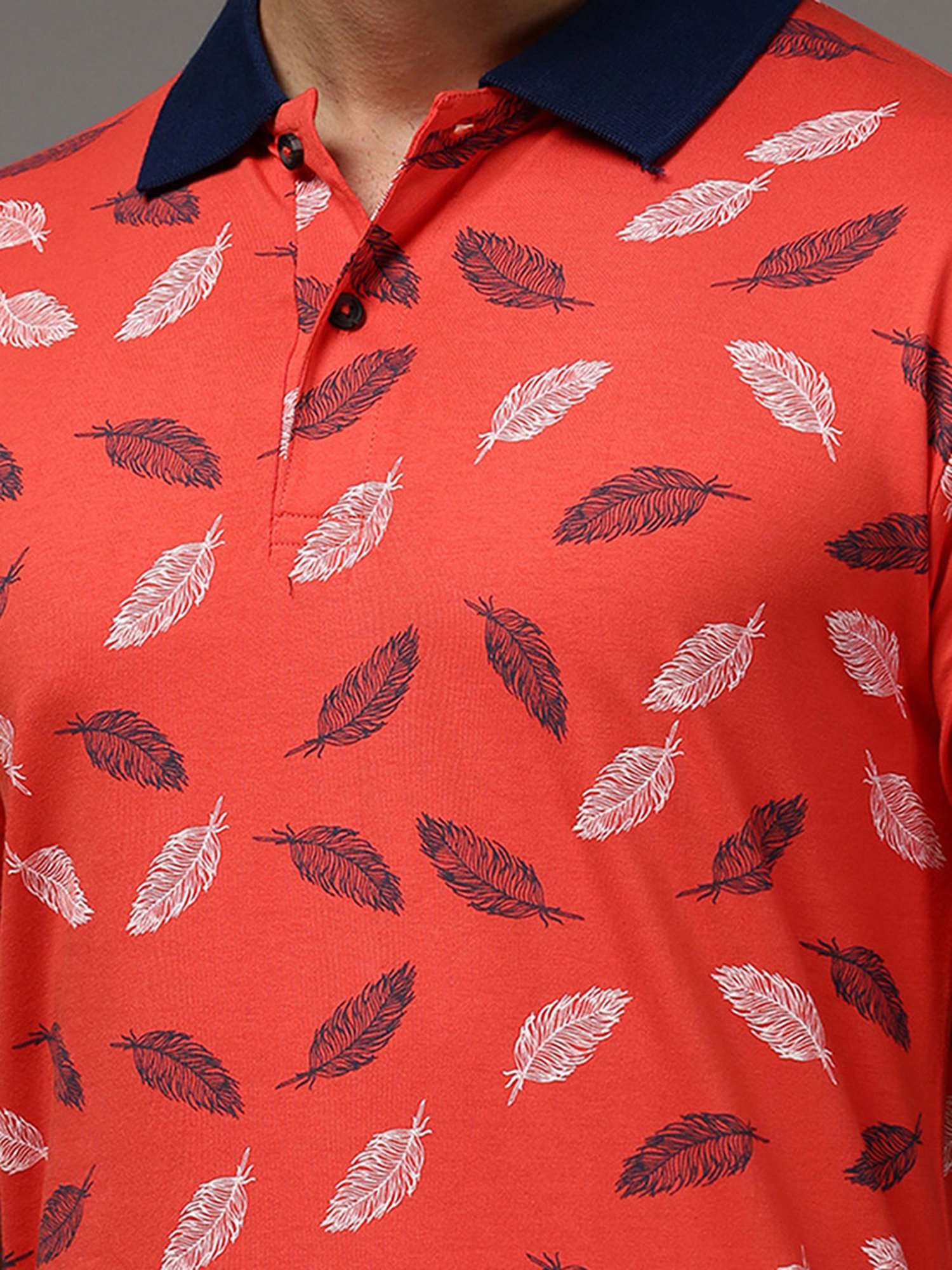 Kryptic Orange Regular Fit Printed Cotton Polo T-Shirt