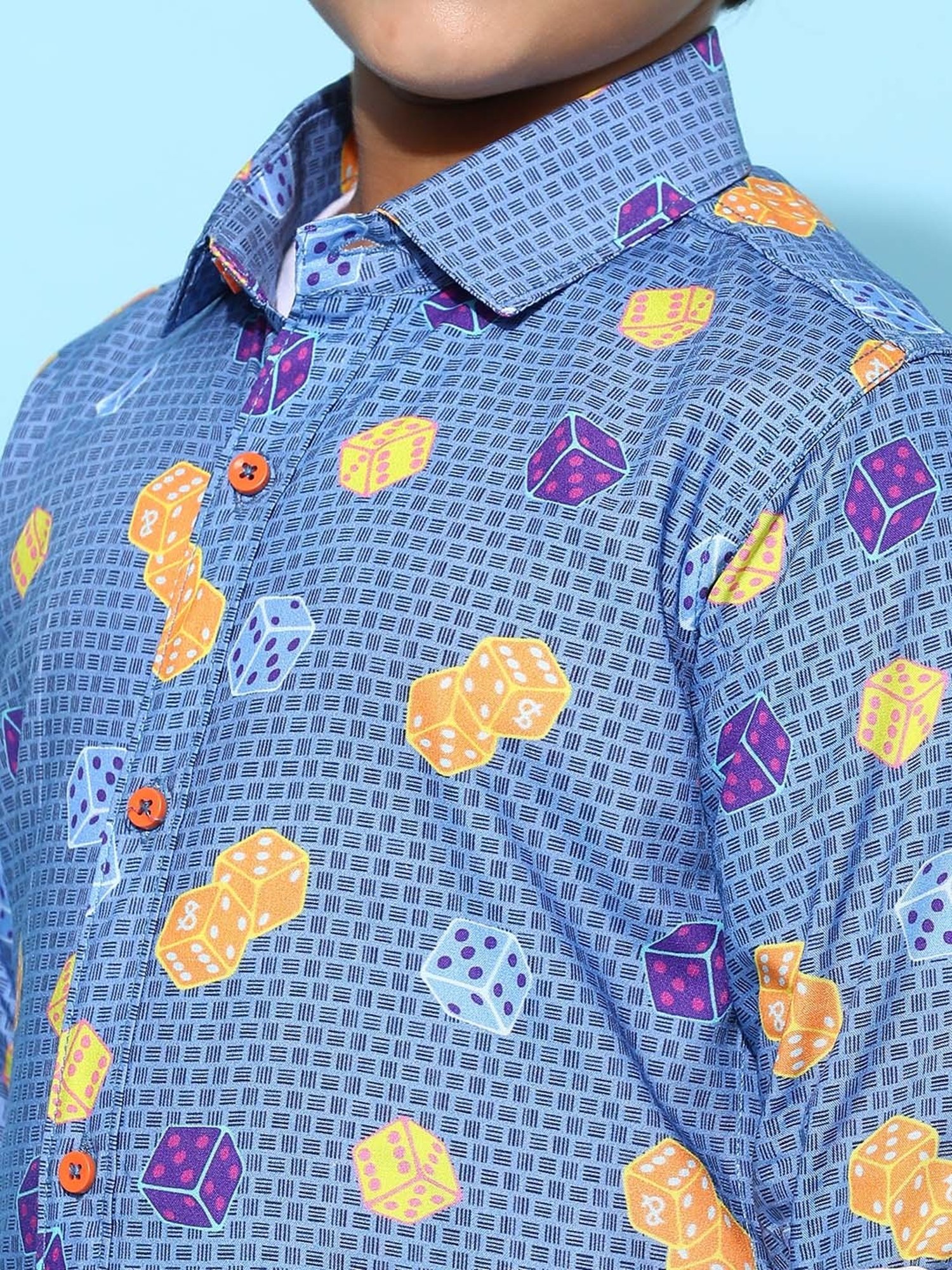 Tales & Stories Kids Navy Printed Full Sleeves Shirt