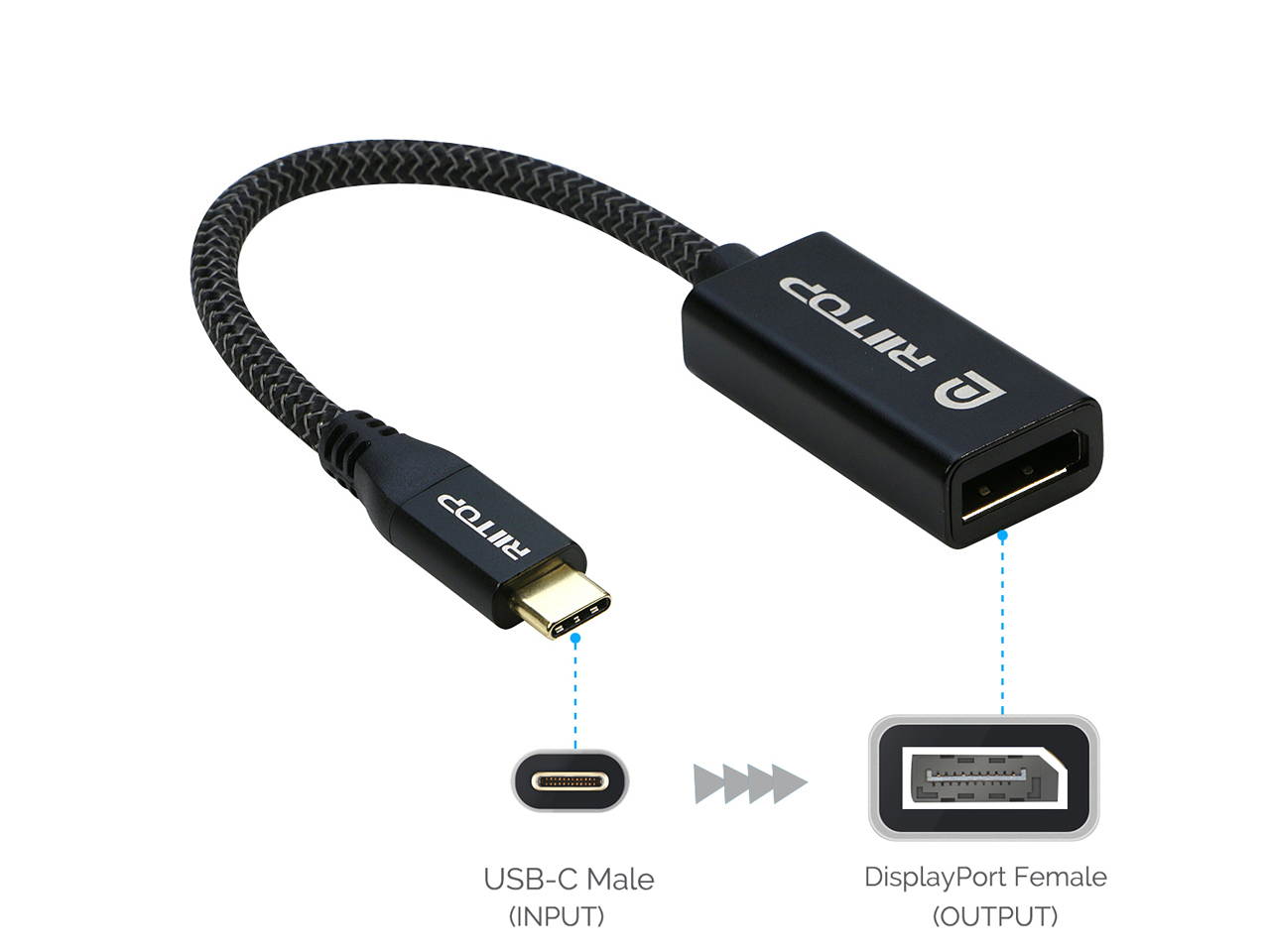 USB C to DisplayPort Adapter 4K@60Hz, USB Type C to Display Port Female, Compatible with MacBook Pro 2019 2018,iPad Pro, Surface Book, Dell XPS, Samsung Galaxy S10 Note 10 9 More