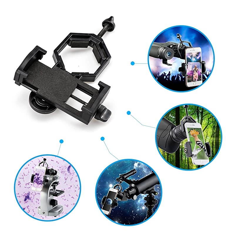 Universal Cell Phone Adapter Mount Compatible Binocular Monocular Spotting Scope Telescope MicroscopeFits Almost All Smartphone on The Market Record The Nature The World