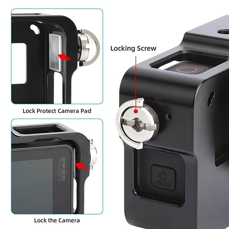 Housing Case Alloy Protective Skeleton Frame with 52mm UV Filter and Lens Cap, for Gopro HERO5/6/7Black Action Camera Black