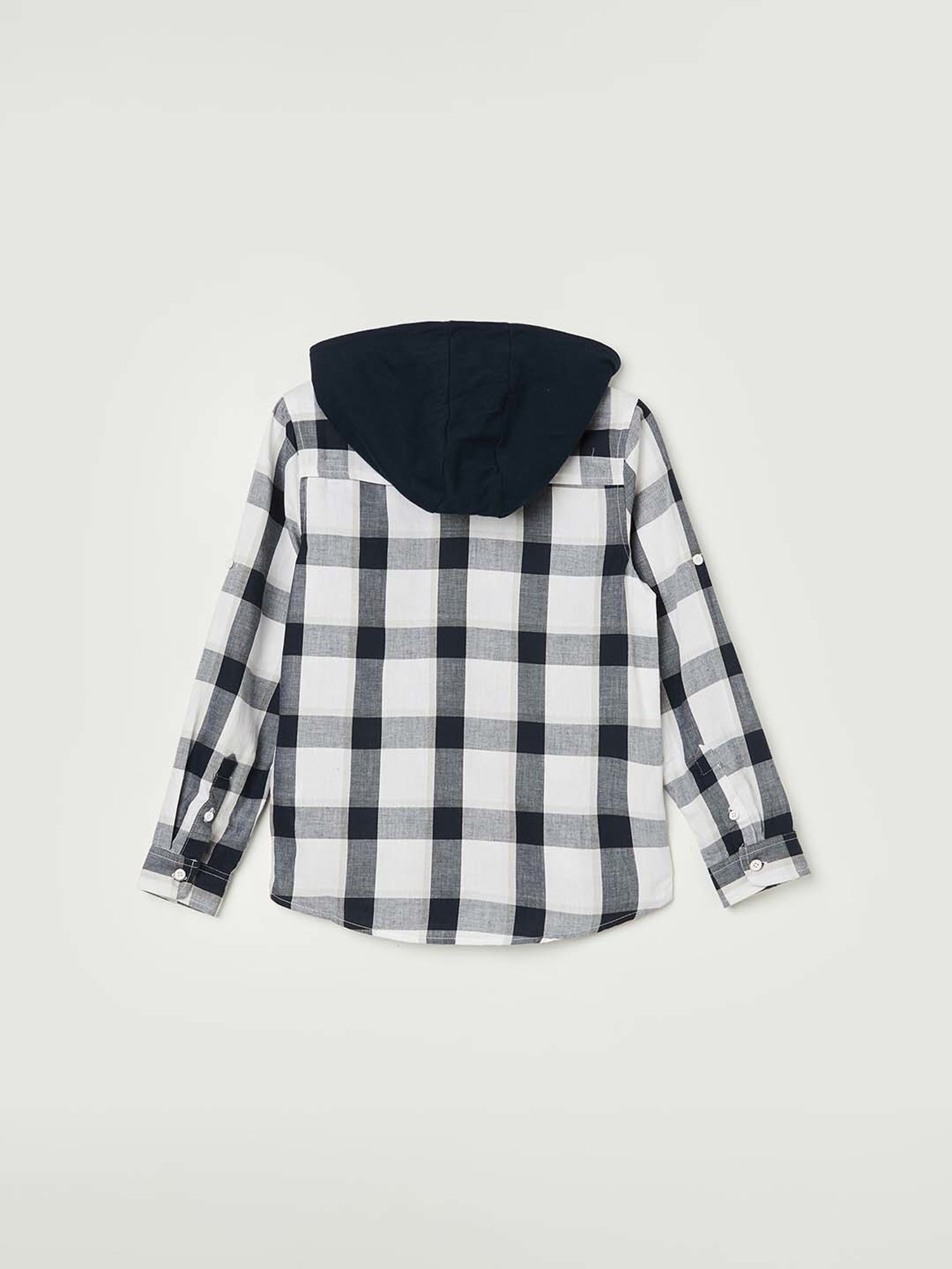 Fame Forever by Lifestyle Kids White & Black Cotton Chequered Full Sleeves Shirt