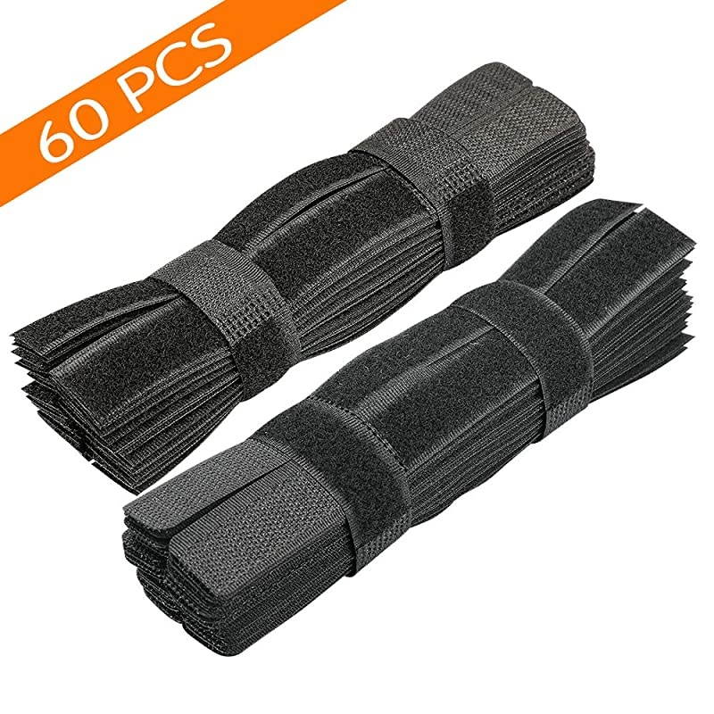 Reusable Cable Ties Travel Wire Cord Straps Organizer Under Desk Cable Management for ComputerPCLaptopTVElectronics Black Nylon and 7 Inches in Length