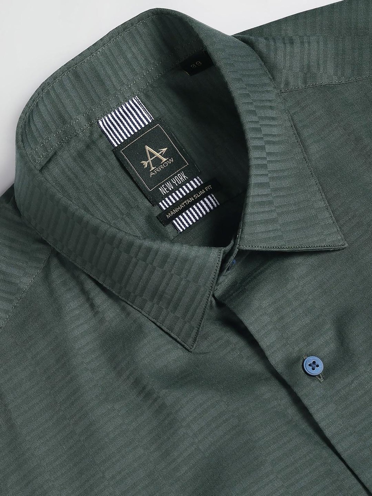 Arrow New York Green Slim Fit Self Design Shirt