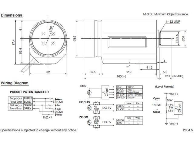 Computar Ganz High Quality CCTV Camera Lens T34Z5518AMSP 1/3" 5.5-187mm f1.8 34X Motorized Zoom, Video Auto Iris w/spot & preset (CS Mount)