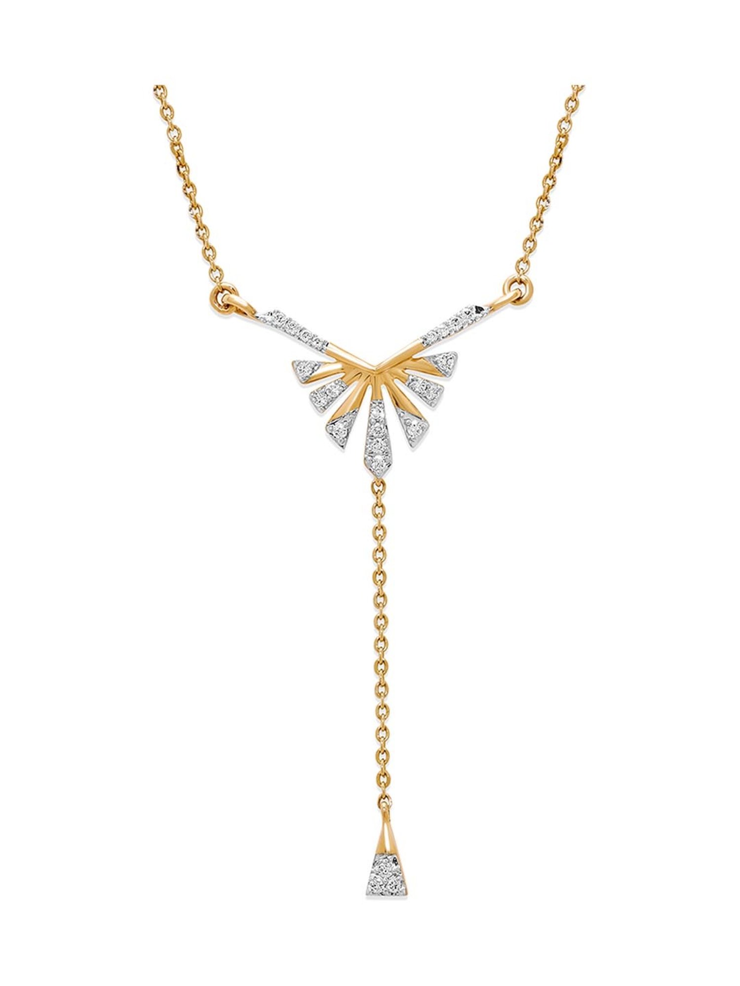 Mia by Tanishq Nature's Finest 14k Gold Shimmering Nightfall Diamond Matinee Necklace for Women