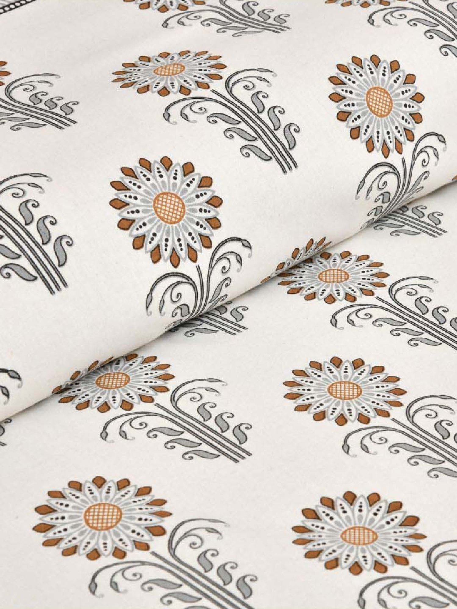 JaipurFabric Grey 180 TC 100% Cotton Awarded Print Double Bedsheet with 2 Pillow Covers